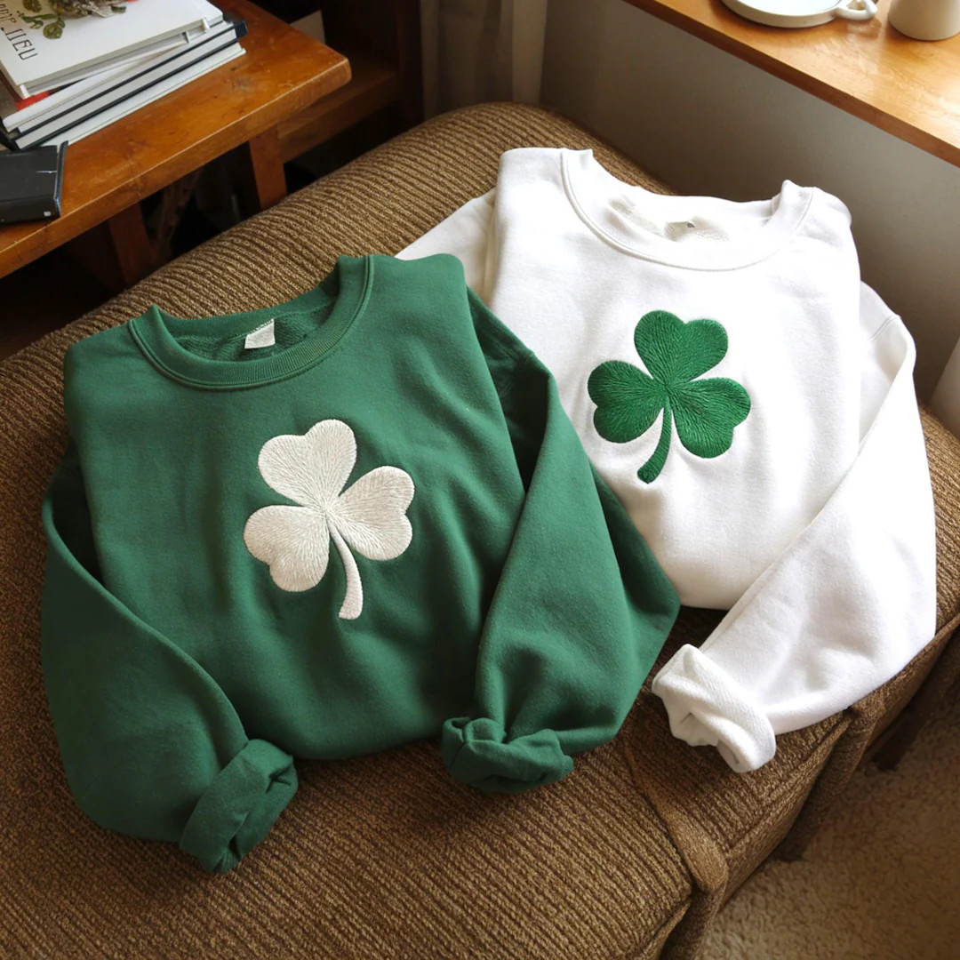 Embroidered St. Patrick's Day Sweatshirt, Irish Shamrock Sweatshirt, Saint Patricks Day Sweatshir... | Etsy (US)