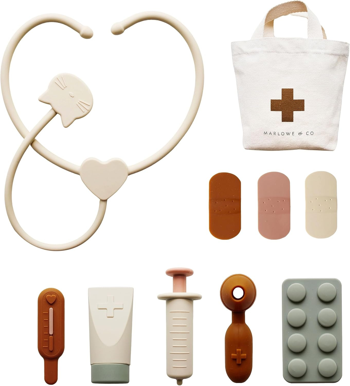 Marlowe & Co Silicone Pretend Play Doctor Kit for Children, 10 Piece Pretend Play Doctor and Vet ... | Amazon (US)