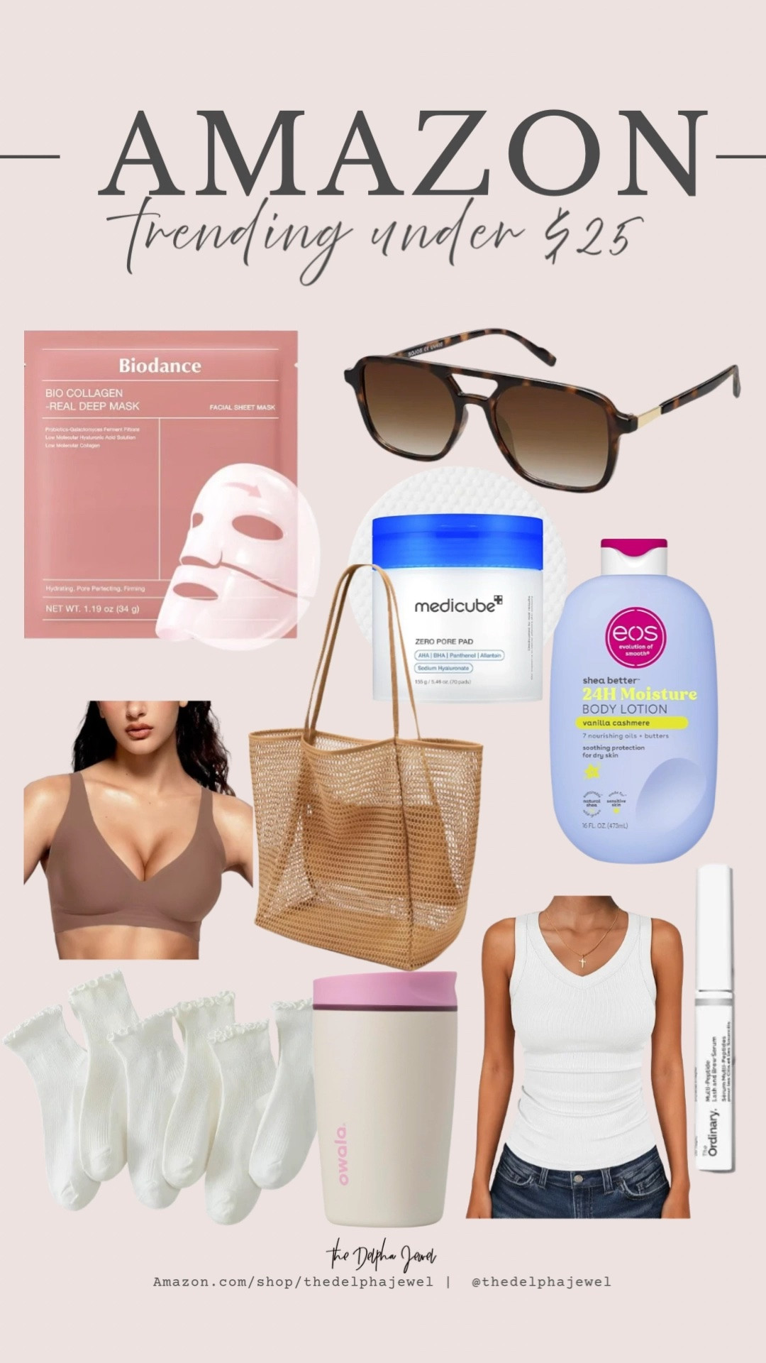Trending on Amazon under $25 😍

Collagen sheet mask, Korean skincare pore pads, shea butter lotion, polarized sunglasses, lash serum, ruffle socks, owala sip tumbler

#LTKSaleAlert #LTKBeauty #LTKselfcare