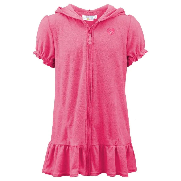 Pink Lemonade Girls' Hooded Zip-Up Swim Beach Terry Swimsuit Cover Up (2T-16) | Walmart (US)
