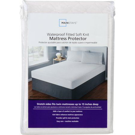 Mainstays Fitted Waterproof Fitted Soft Knit Mattress Protector, Twin | Walmart (US)