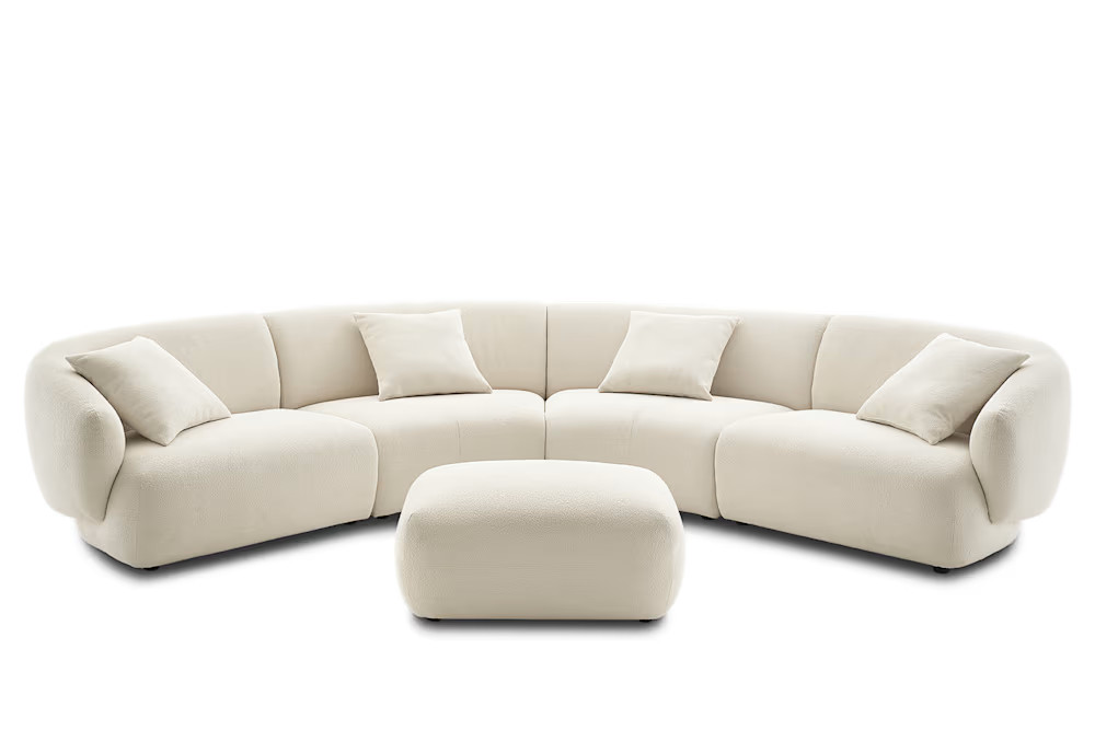 Auburn Performance Fabric Curve L-Shape Sectional Sofa with OttomanSet Sale | Castlery US