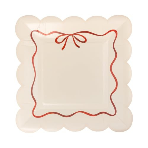 My Mind's Eye Red Bow Border 7-Inch Paper Plates – 8 Holiday Plates with Festive Red Bow Design, Christmas Dessert Plates for Parties, Family Gatherings, and Seasonal Celebrations | Amazon (US)