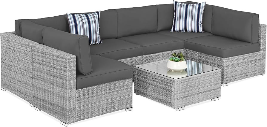 Best Choice Products 7-Piece Modular Outdoor Sectional Wicker Patio Conversation Set w/ 2 Pillows... | Amazon (US)