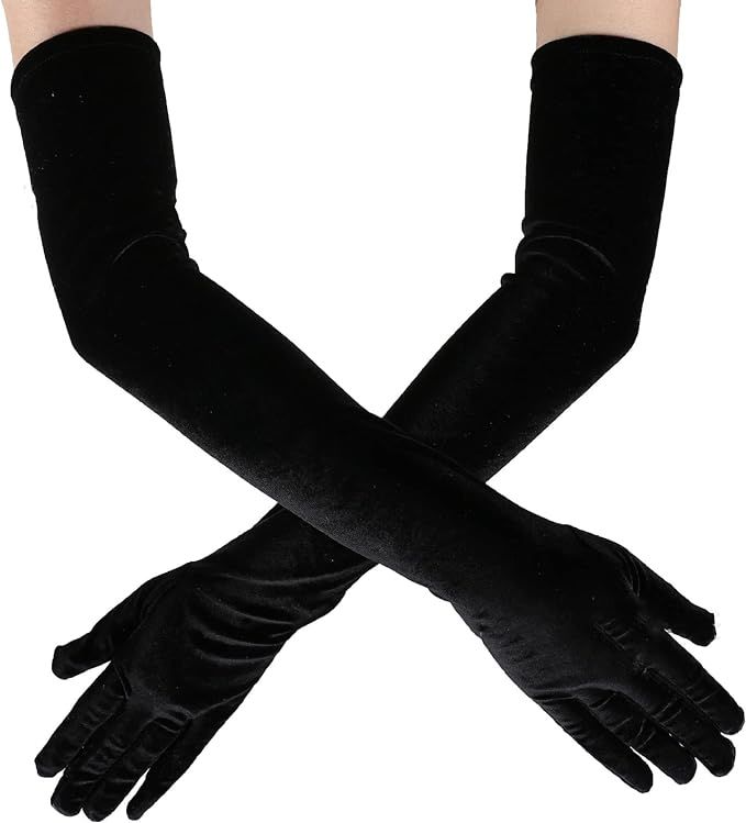 Long Opera Gloves 1920s Party Gloves Velvet Gloves Evening Gloves Elegant Wedding Gloves Funeral ... | Amazon (US)