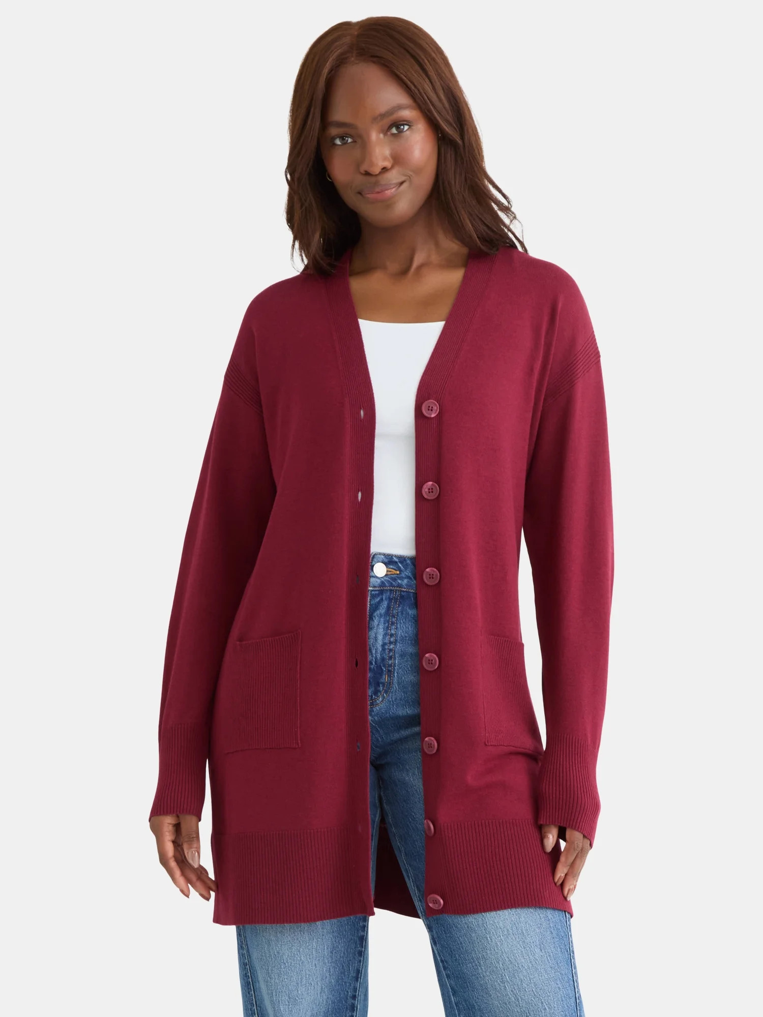 Time and Tru Women’s Button Front Cardigan, Sizes XS-3XL - Walmart.com | Walmart (US)