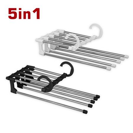 EEEKit Multifunctional 5 in 1 Stainless Steel Pants Rack Pant Hangers, Clothes Storage Rack Adjustab | Walmart (US)