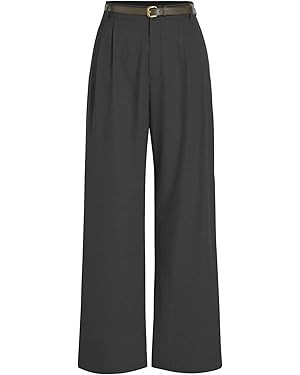 CIDER Solid Linen Blend Belted Wide Leg Pants | Amazon (US)