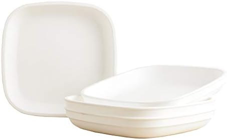Re-Play Recycled Products Deep Walled Plates, Set of 4 (7.375" Deep Walled Plates, White) | Amazon (US)