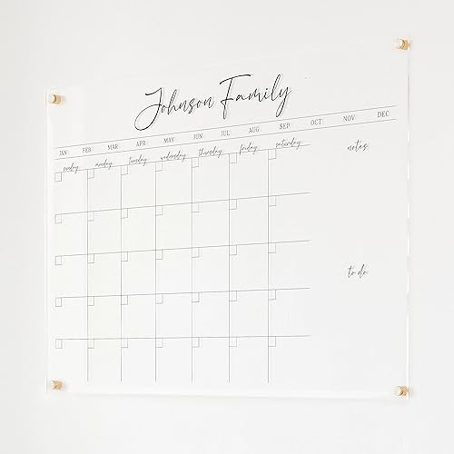Dry Erase Acrylic Calendar for Wall, Clear Modern Calendar | Amazon (US)