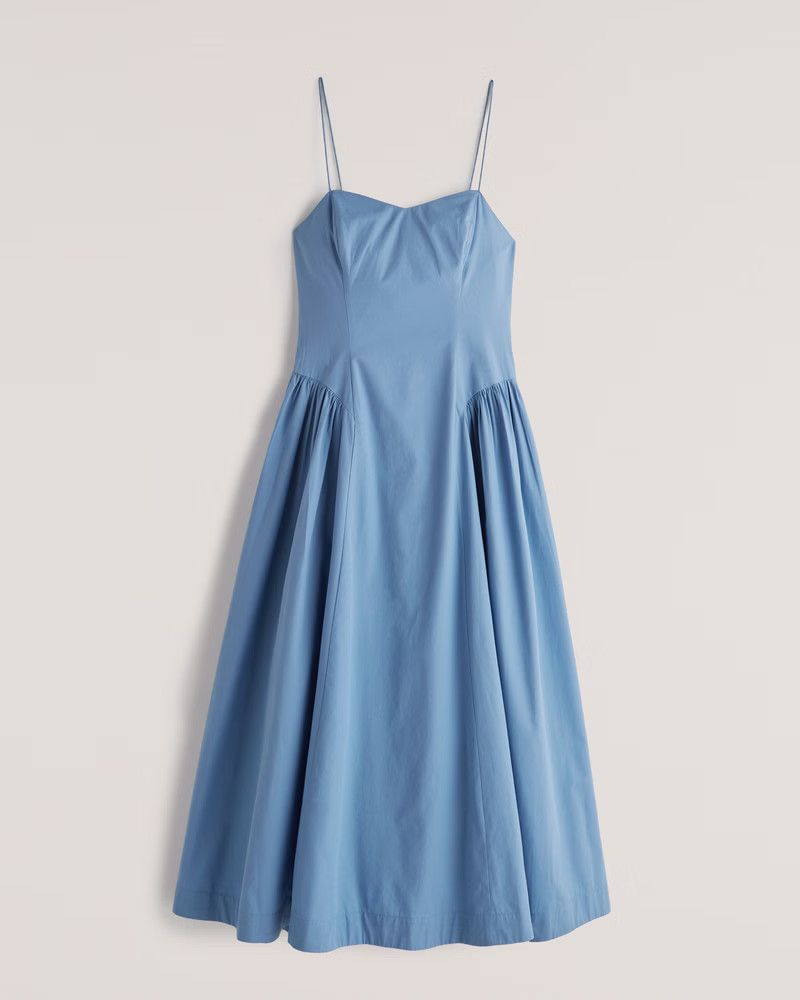 Dropped Waist Corset Midi Dress Dresses Blue Dress Spring Dress Pastel Spring Outfits Budget  | Abercrombie & Fitch (US)