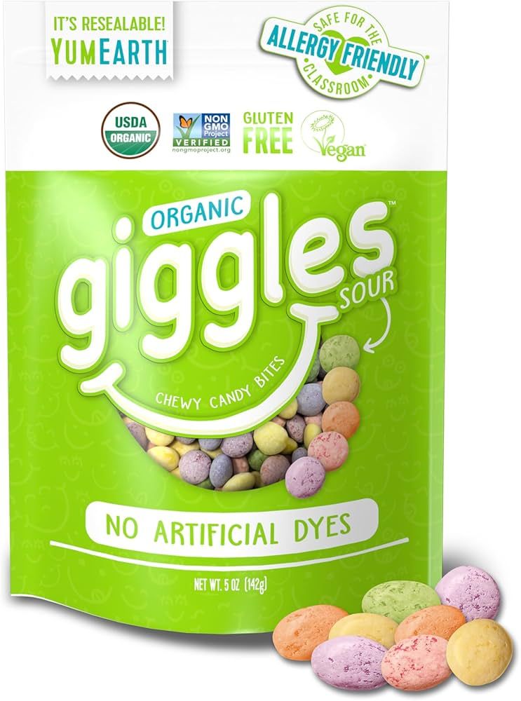 YumEarth Organic Sour Giggles Chewy Candy - Allergy Friendly (Top 9 Free), No Artificial Dyes or ... | Amazon (US)