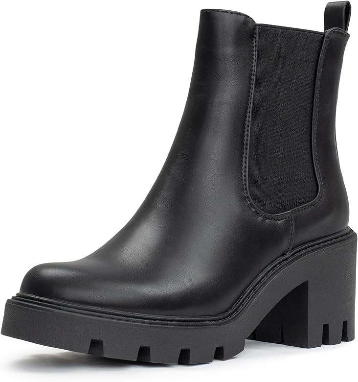 IXU 2023 Women's Chelsea Boots Chunky Boots For Women Platform Ankle Boots Pull-On Lug Sole Elast... | Amazon (US)