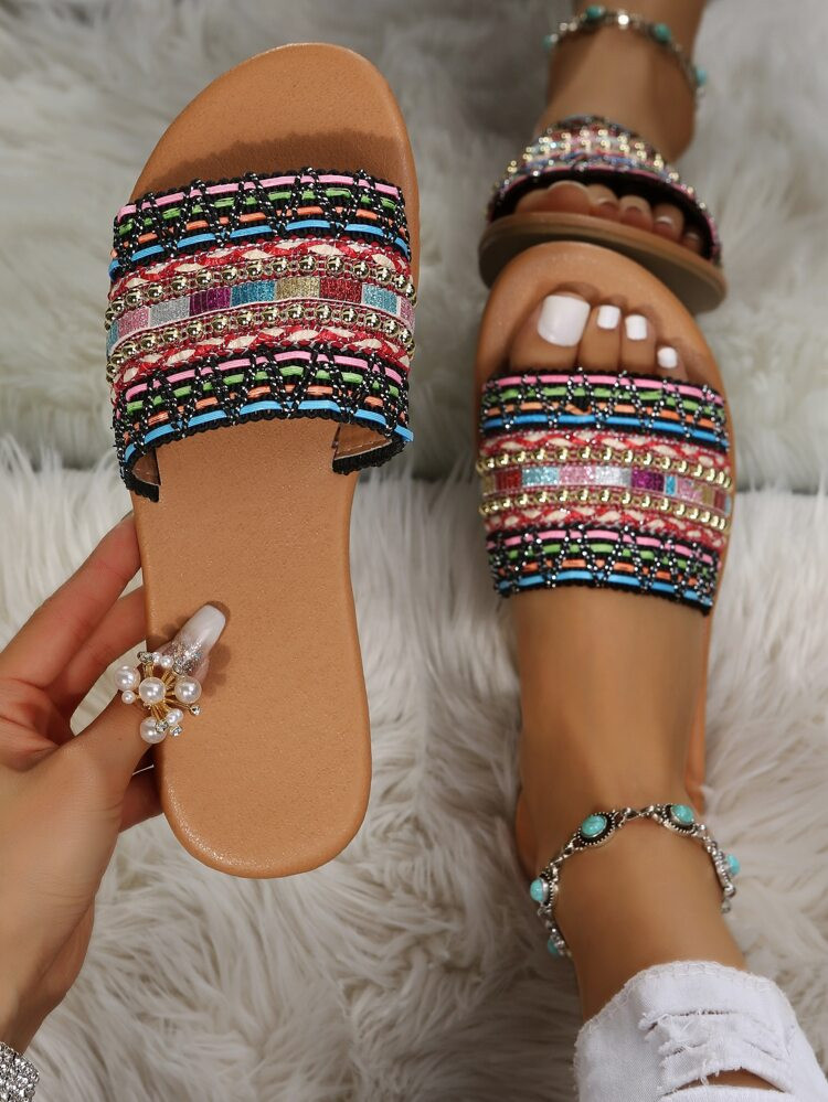 New
     
      Graphic Pattern Single Band Slide Sandals | SHEIN