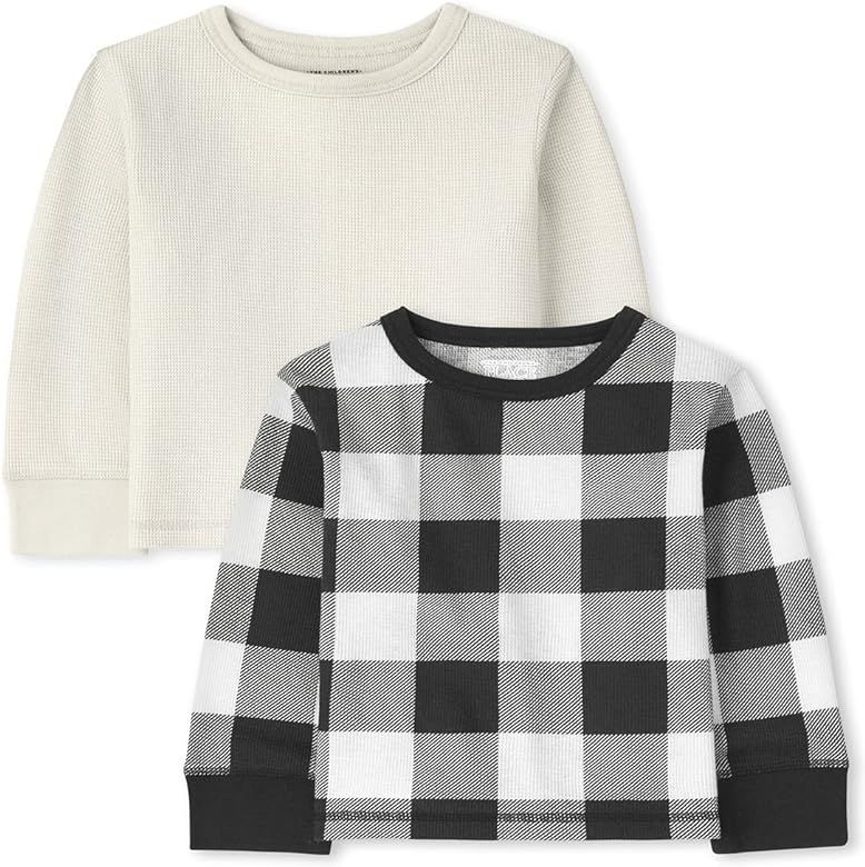 The Children's Place and Toddler Boy Long Sleeve Solid And Buffalo Plaid Thermal Top 2-Pack | Amazon (US)