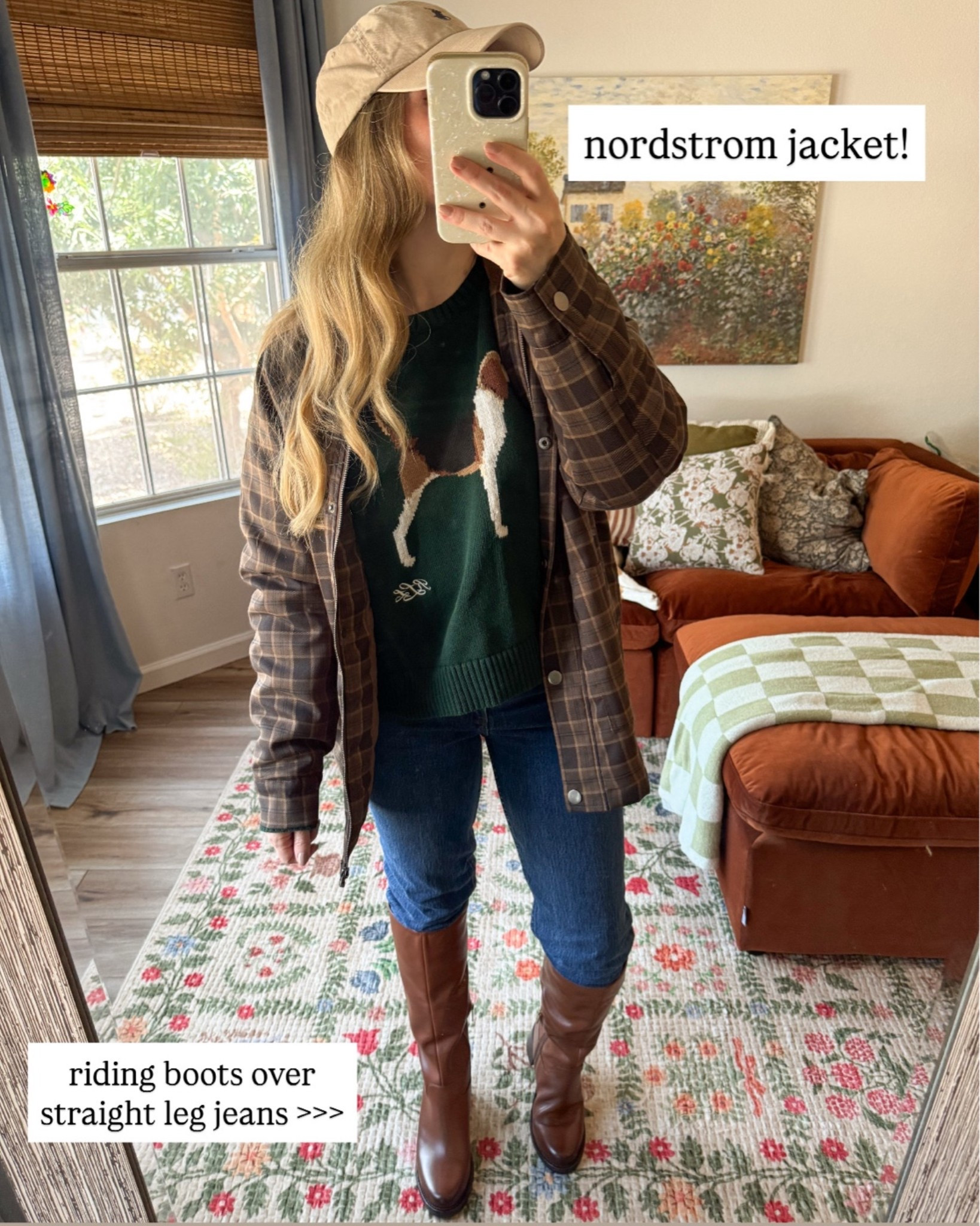 nordstrom anniversary sale riding boots🤎 runs a little snug, i ordered 1/2 size
up

jacket tts

beagle sweater is old, but they have a similar one every year in a new color

#LTKSeasonal #LTKSaleAlert #LTKootd
