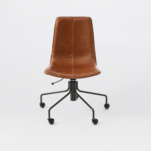 Slope Leather Swivel Office Chair | West Elm (US)