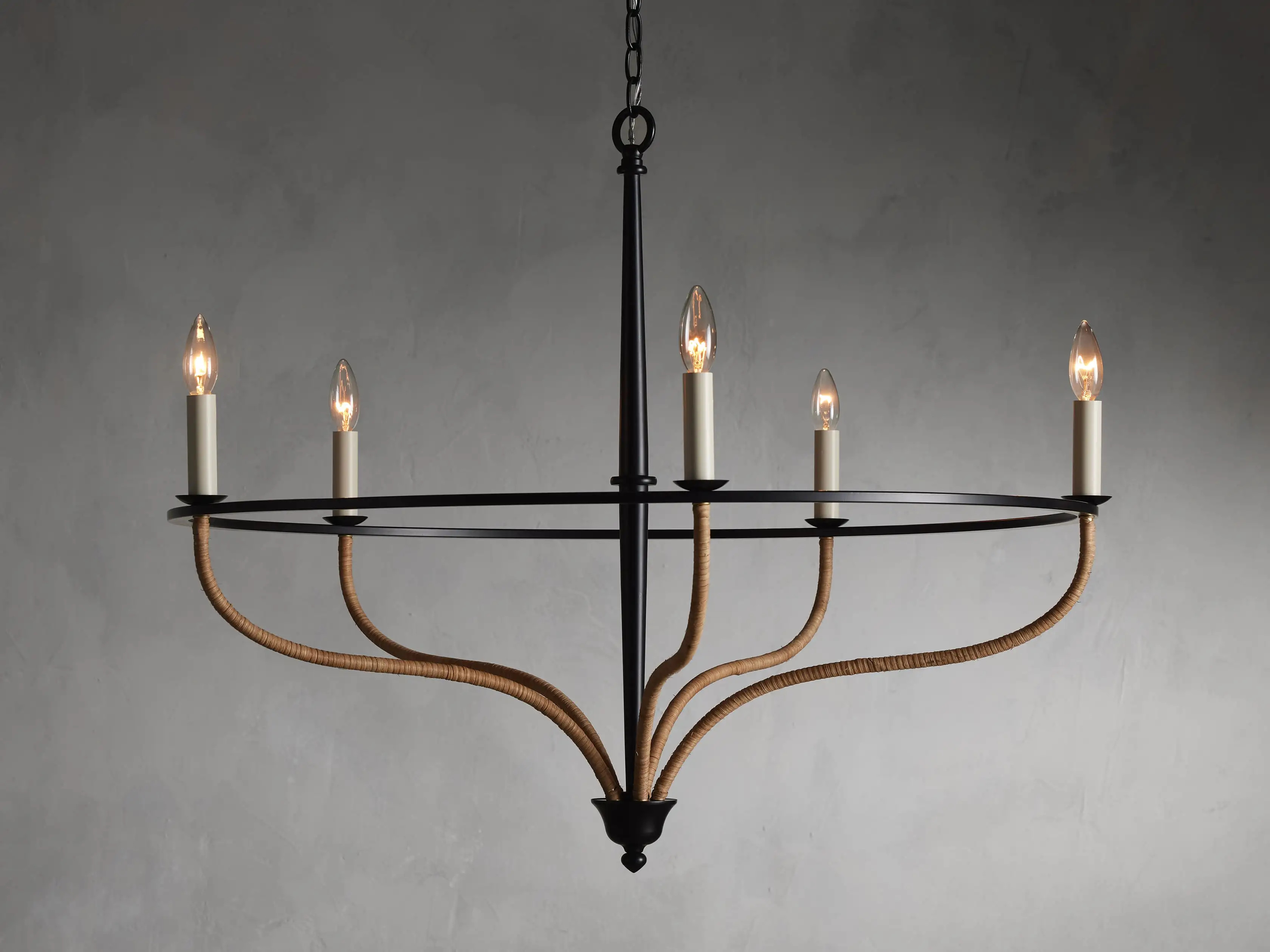 Rosalind Rattan Chandelier in Black | Arhaus