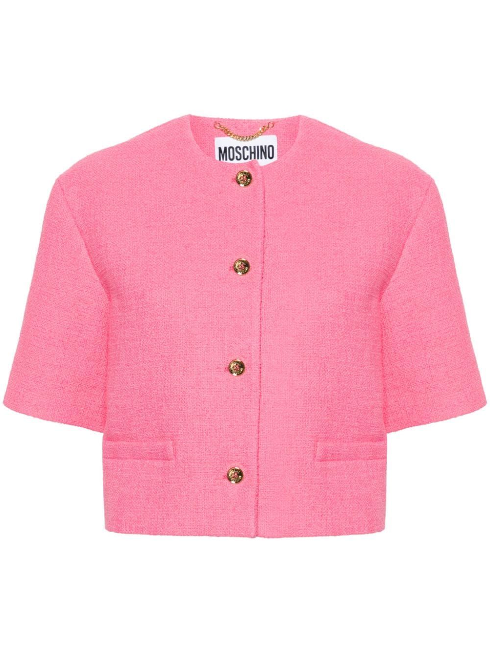 Moschino short-sleeve Cropped Tweed Jacket - Farfetch | Farfetch Global