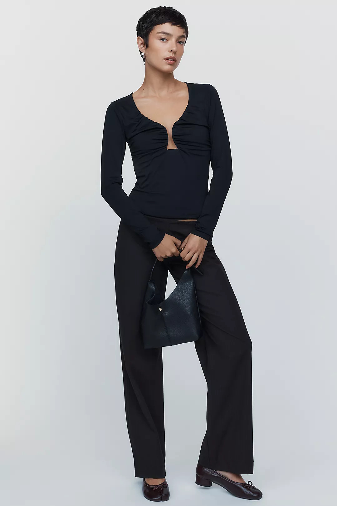 Maeve Plunge Long Sleeve Top | Anthropologie (US)