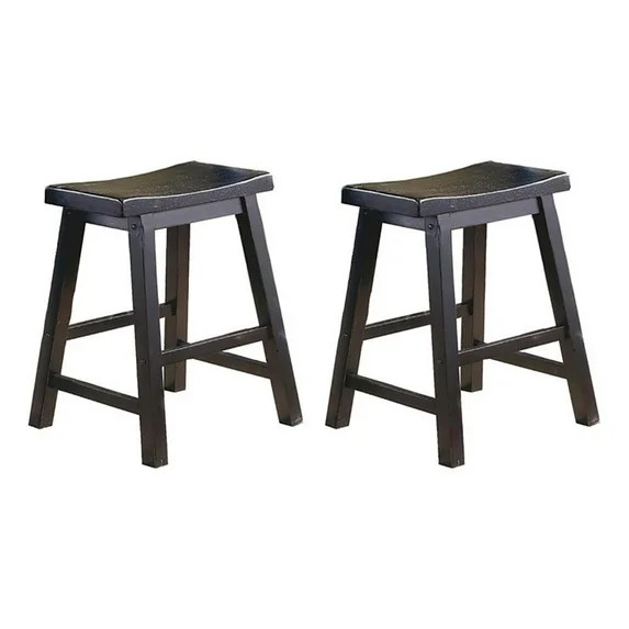 Pemberly Row 18" Contemporary Solid Wood Dining Stool in Black (Set of 2) | Walmart (US)