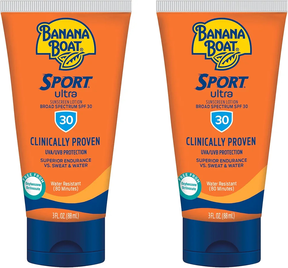 Banana Boat Sport Ultra Sunscreen Lotion SPF 30, Travel Size 3oz Twin Pack, Sweat & Water Resista... | Amazon (US)