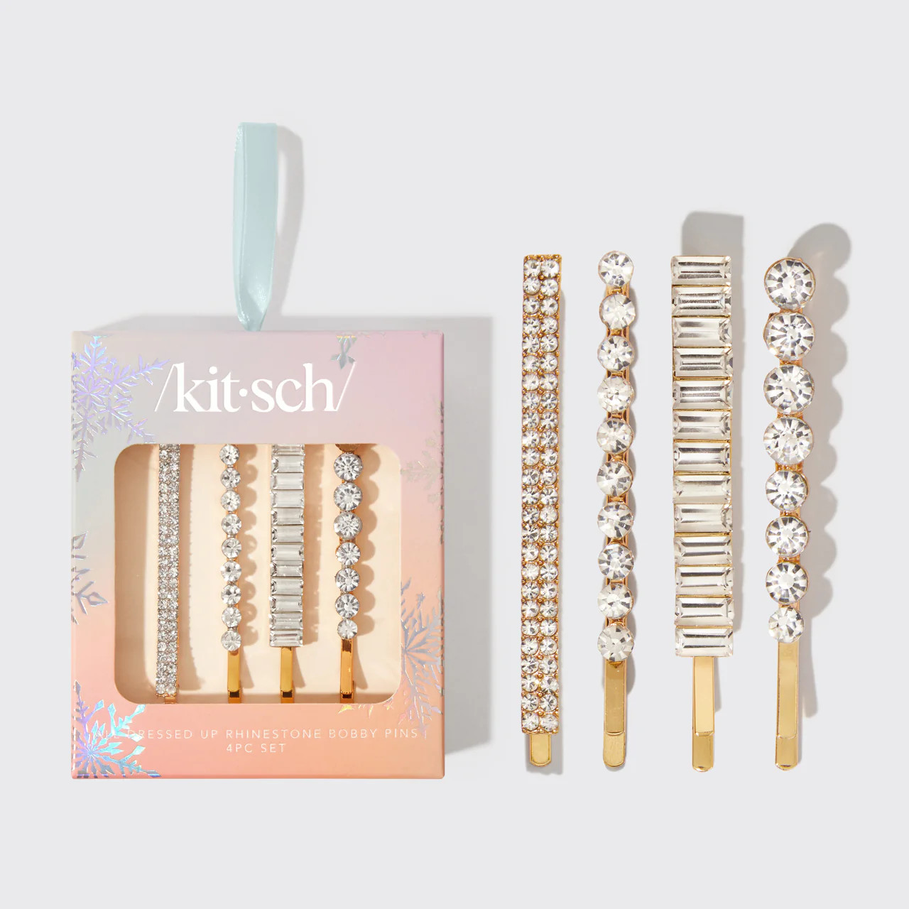Rhinestone Bobby Pins 4pc Set | Kitsch