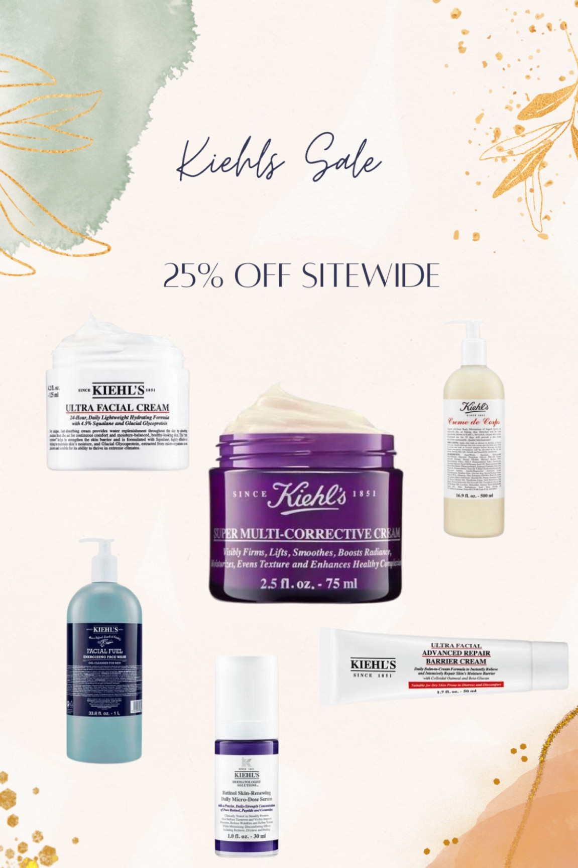 KIEHLS 25% off site-wide sale ✨

Skin // skincare // beauty //self care //beauty products 

#LTKSale #LTKsalealert #LTKbeauty