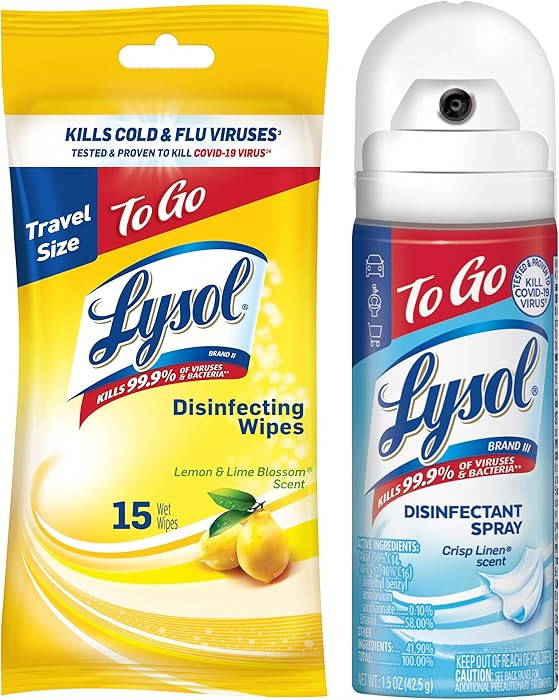 Lysol To Go Bundle - 1.5 Ounce Crisp Linen Disinfectant Spray and Lemon Lime Disinfecting Wipes F... | Amazon (US)