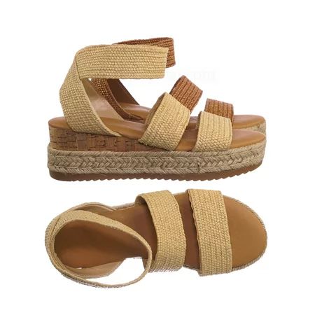 Leading02 by Bamboo, Espadrille Braided Flatform Sandal - Jute Rope Woven Cork Wedge Shoes | Walmart (US)