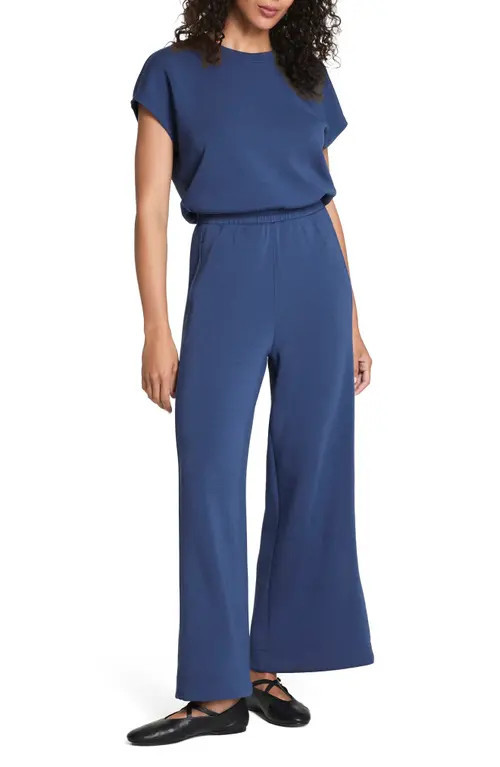 SPANX® AirEssentials® Cap Sleeve UPF 50+ Cinched Jumpsuit in Faded Indigo at Nordstrom, Size 3X | Nordstrom
