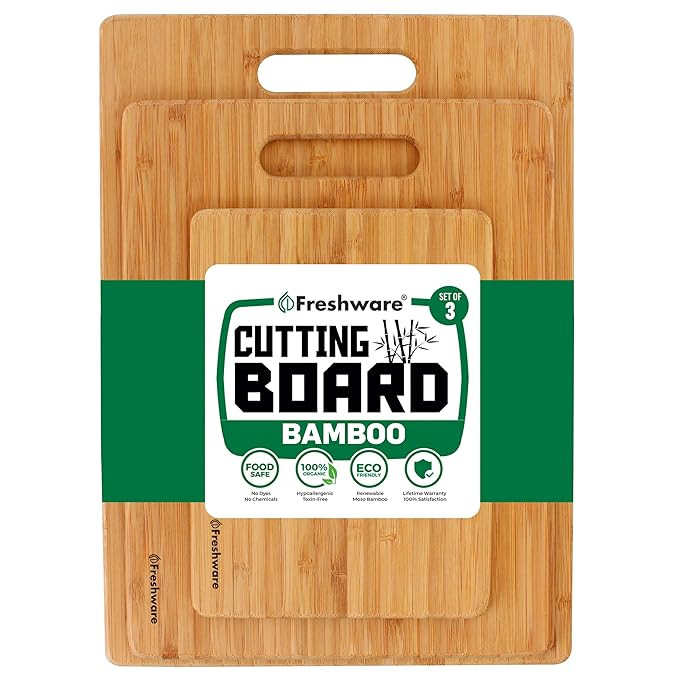 Cutting Boards for Kitchen [Bamboo, Set of 3] Eco-Friendly Wood Cutting Board for Chopping Meat, ... | Amazon (US)