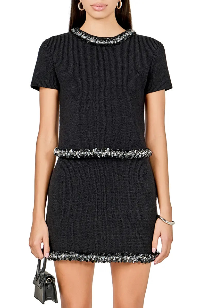 Jewel Trim Short Sleeve Sweater | Nordstrom