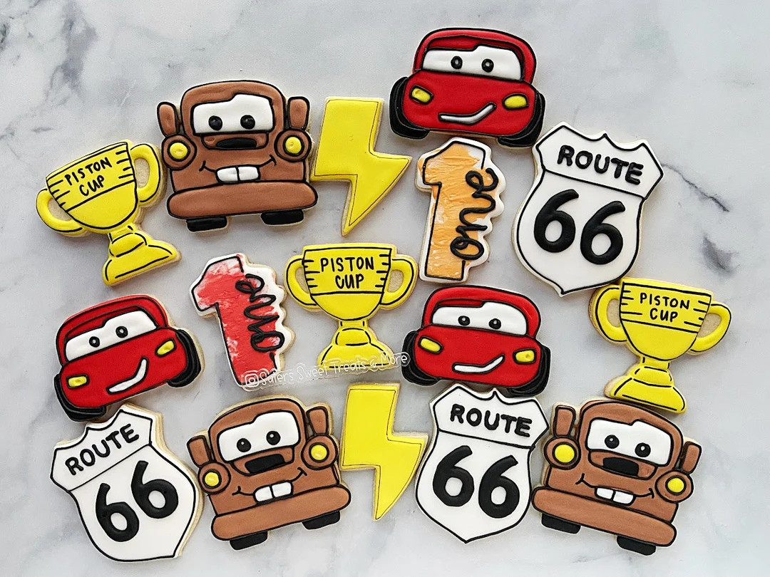 Cars Decorated Cookies, Cookies, Party Favors, Route 66, Birthday Cookies, Two Fast Birthday Part... | Etsy (US)