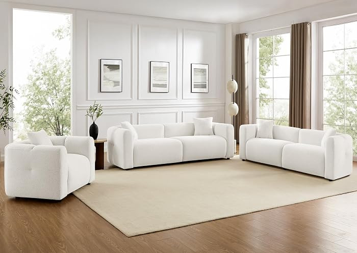 VANOMi Living Room Furniture Sets Include 95" Sofa & 42" Armchairs, Boucle Upholstered Oversized ... | Amazon (US)