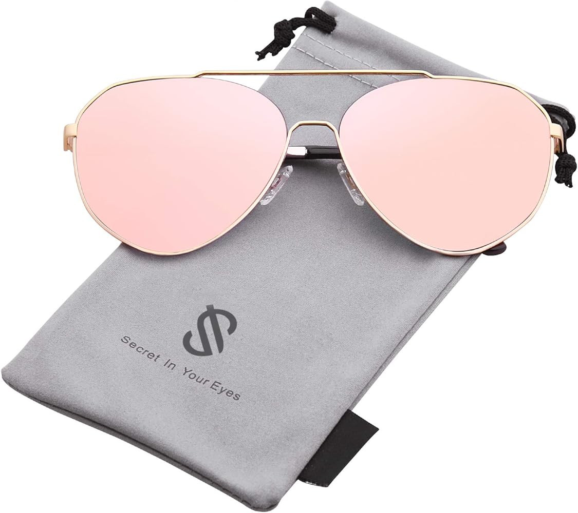 SOJOS Oversized Aviator Sunglasses Mirrored Flat Lens for Men Women UV400 SJ1083 | Amazon (US)