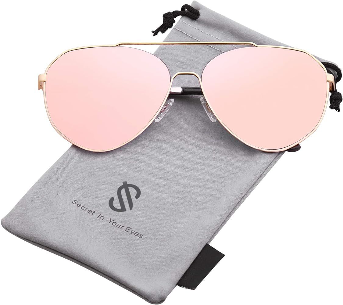 Oversized Aviator Sunglasses Mirrored Flat Lens for Men Women UV400 SJ1083 | Amazon (US)