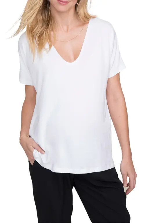 HATCH The Perfect Vee Maternity T-Shirt in White at Nordstrom, Size 0 | Nordstrom