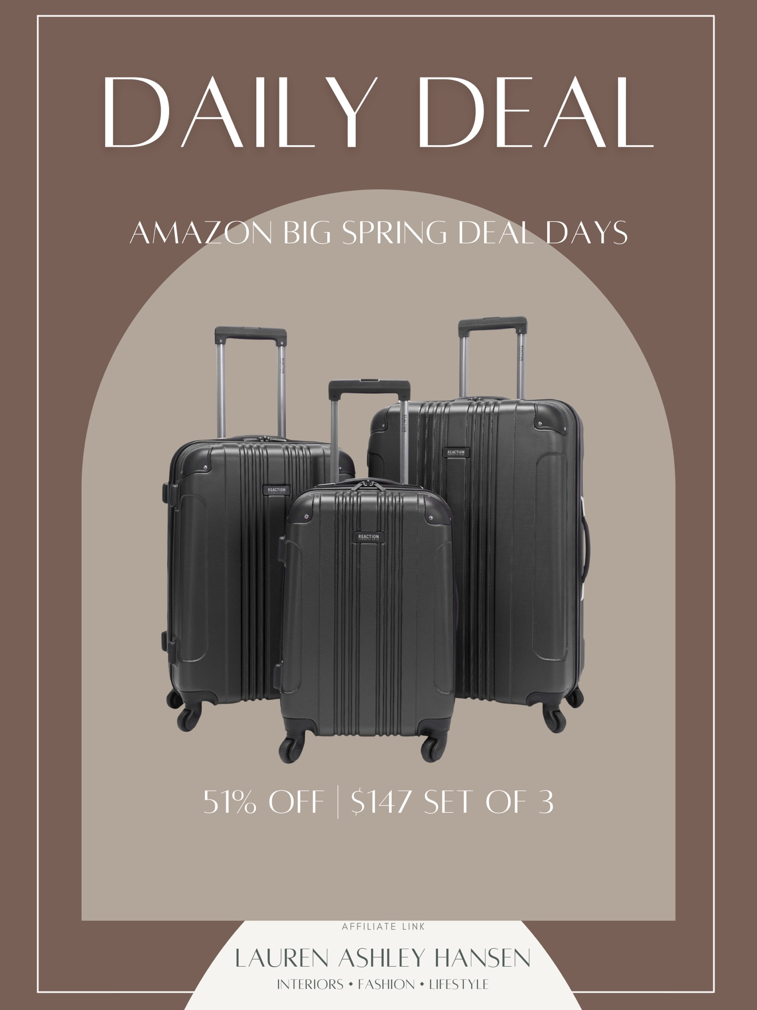 Are you going on vacation soon? This three piece luggage set is 51% off right now and comes in tons of colors! It has great reviews too and would be perfect for road trips or flights. 

#LTKfamily #LTKsalealert #LTKtravel