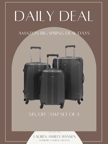 Are you going on vacation soon? This three piece luggage set is 51% off right now and comes in tons of colors! It has great reviews too and would be perfect for road trips or flights. 

#LTKfamily #LTKsalealert #LTKtravel