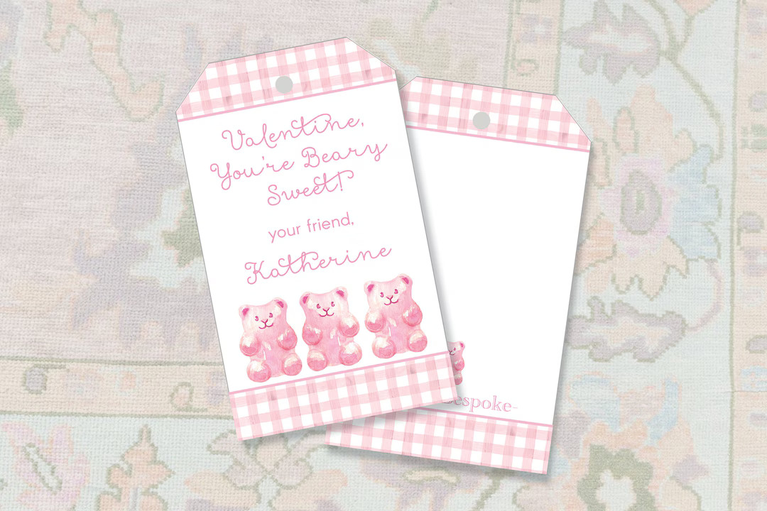 Beary Cute Valentines Gift Tag / Beary Sweet Valentine/ Preppy Valentines Gift Tags / Gummy Bear ... | Etsy (US)