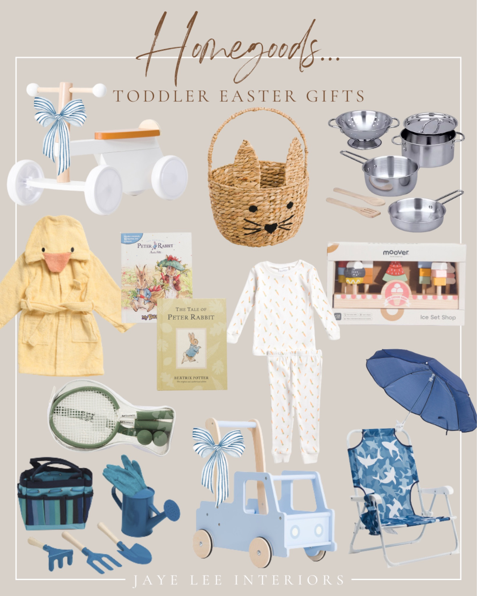 Pretty, practical and fun! So many great Easter gift ideas, all on sale, at Marshall’s, Homegoods, and TJ Maxx…
Easter Basket. Toddler Easter basket, little boy Easter toys, kid’s Easter basket ideas, Easter gifts for kids, Easter gifts for toddlers, beach chair, bunny basket, gardening set, kids bike, toddler walker toy, beach toys, Easter pajamas for toddlers, ice cream toy, play kitchen set, toddler beach chair with umbrella, Easter books, kids bathrobe, toddler swim


#LTKKids #LTKSeasonal #LTKFindsUnder50