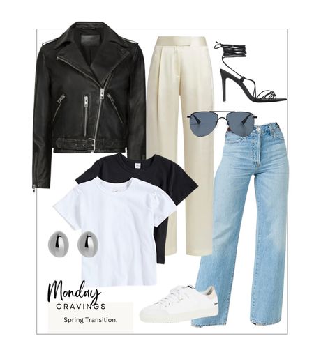 Monday Cravings this week include this gorgeous leather jacket and my favorite pair of jeans! 

jeans l spring outfit l white sneakers l spring sneakers l denim l leather jacket l plain tee