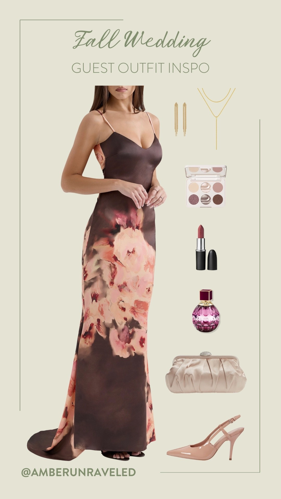 Look how stunning this brown floral gown is when paired with delicate gold accessories, a nude clutch, and classic slingbacks? Add a touch of glam with a berry lip and a sophisticated scent! 

party outfit, wedding guest outfit, formal wear, fall looks

#LTKParties #LTKSeasonal #LTKStyleTip