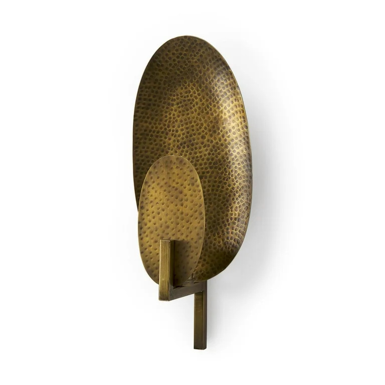 Mercana Clarence Metal Hammered Gold Round Wall Sconce 68776 | Walmart (US)