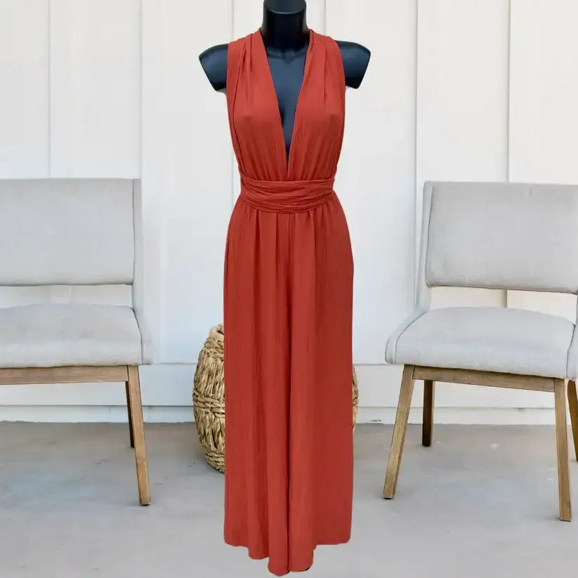 Combinaison longue - Dos nu multiposition - Taille unique - Terracotta - Evanet boutique à Gouss... | Mavillemonshopping.fr 