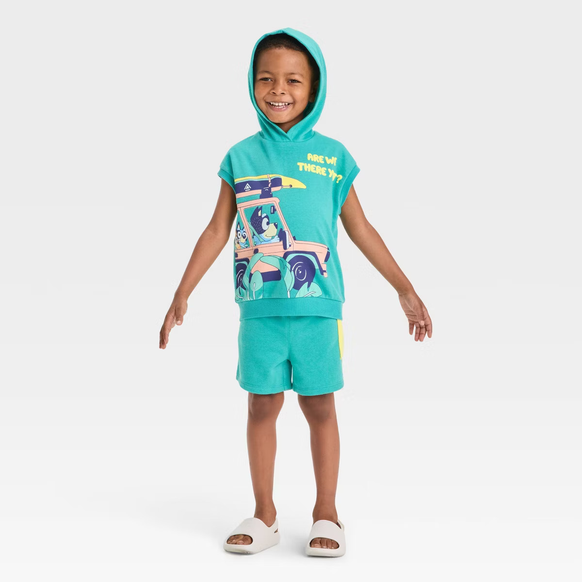 Toddler Boys' 2pc Bluey Hooded Tank and Shorts Set - Teal | Target