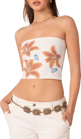 Tiger Lily Print Cotton Tube Top | Nordstrom