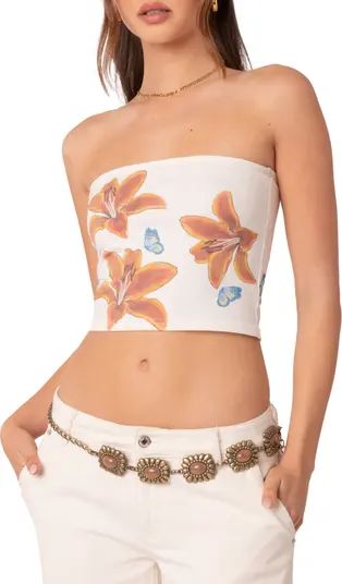 Tiger Lily Print Cotton Tube Top | Nordstrom