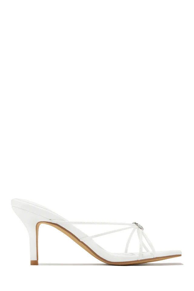 Miss Lola | Pure Love Pink Metallic Embellished Mid Heel Mules | MISS LOLA